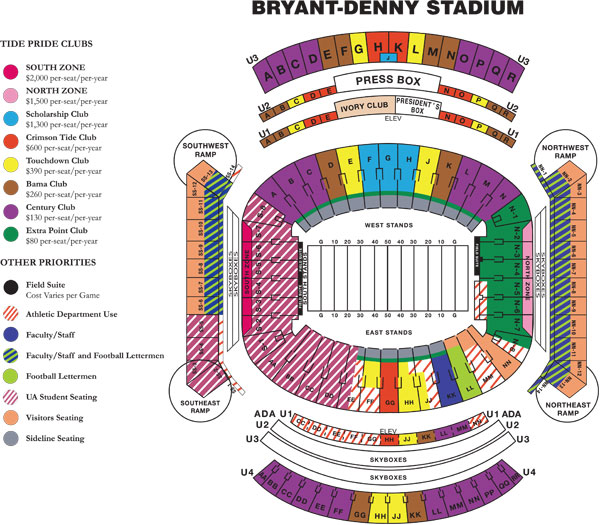 Seating Chart For Bryant Denny Stadium 2013